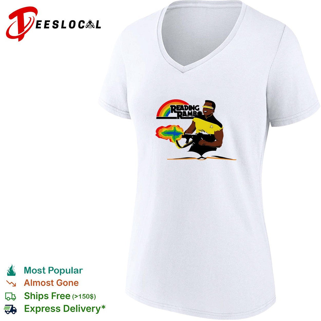 Reading Rambo book rainbow brain blast shirt Unisex