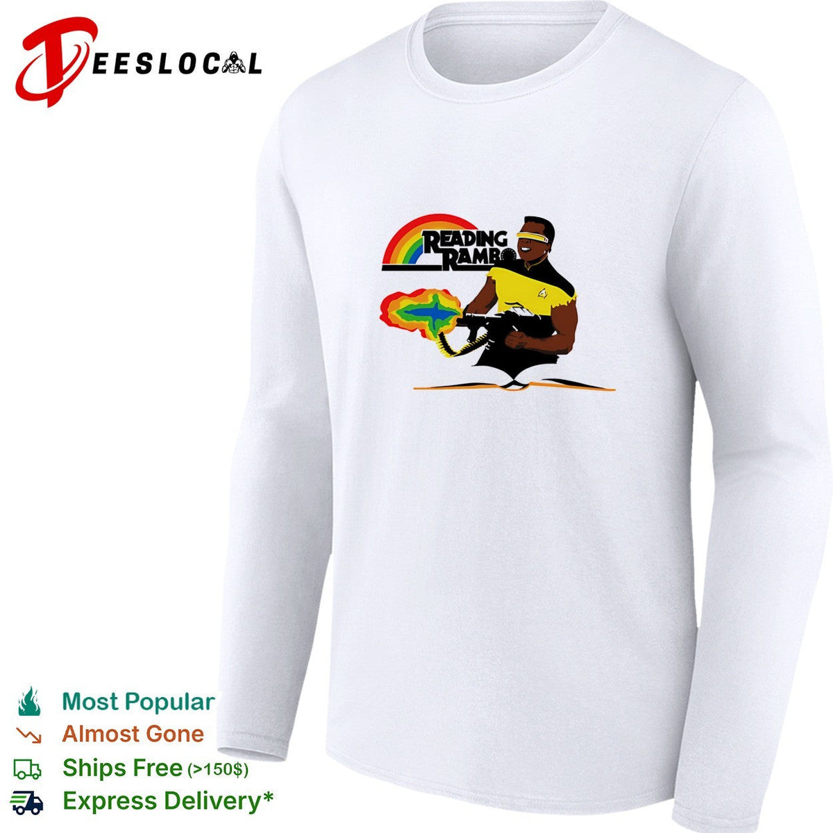 Reading Rambo book rainbow brain blast shirt Unisex