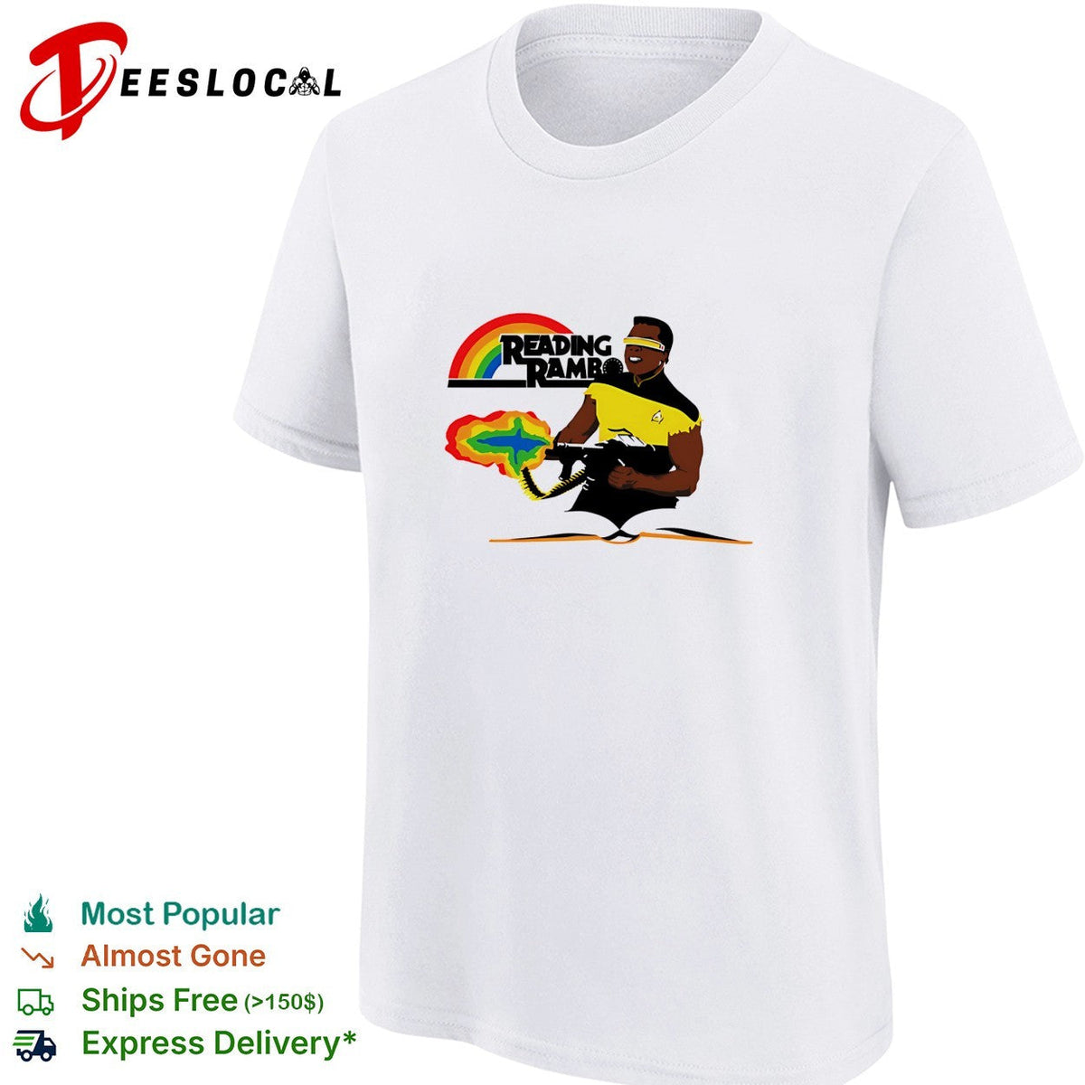 Reading Rambo book rainbow brain blast shirt Unisex