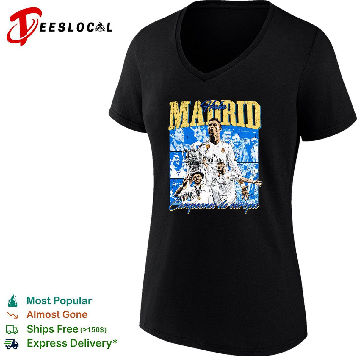 Real Madrid campeones de Europa Ronaldo Benzema portrait shirt Unisex