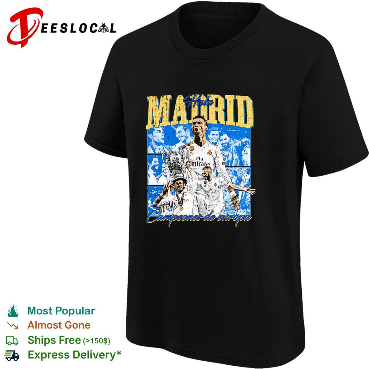 Real Madrid campeones de Europa Ronaldo Benzema portrait shirt Unisex