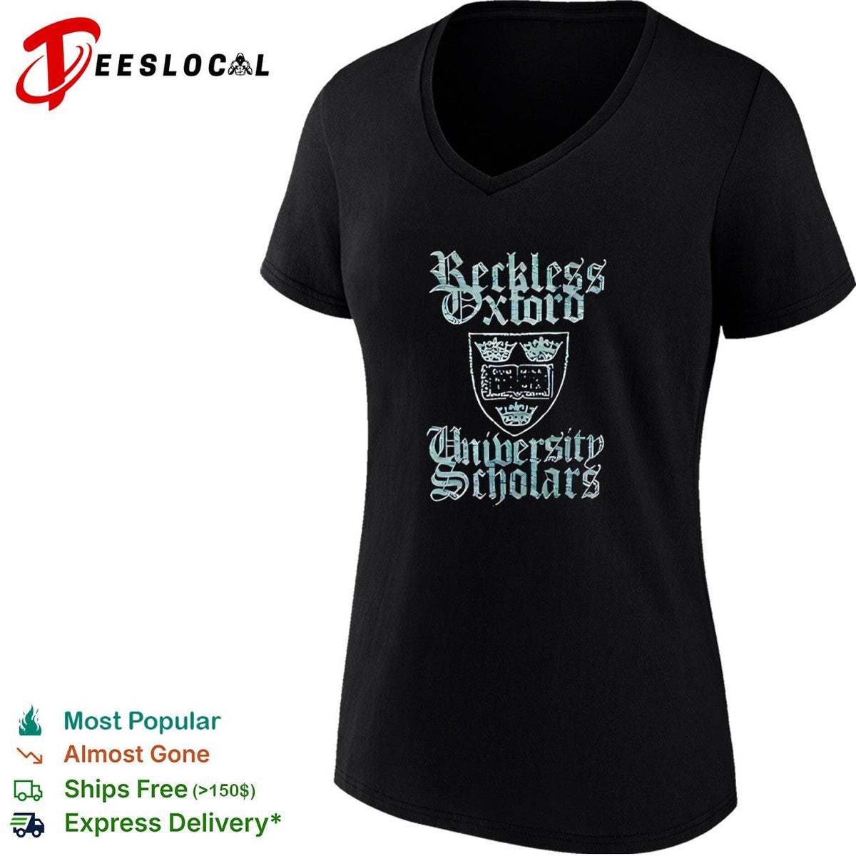 Reckless Oxford University Scholars Crest Logo Educational Academic Concept shirt Unisex