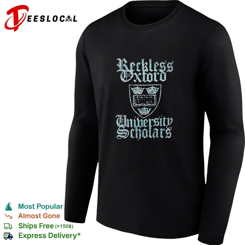 Reckless Oxford University Scholars Crest Logo Educational Academic Concept shirt Unisex