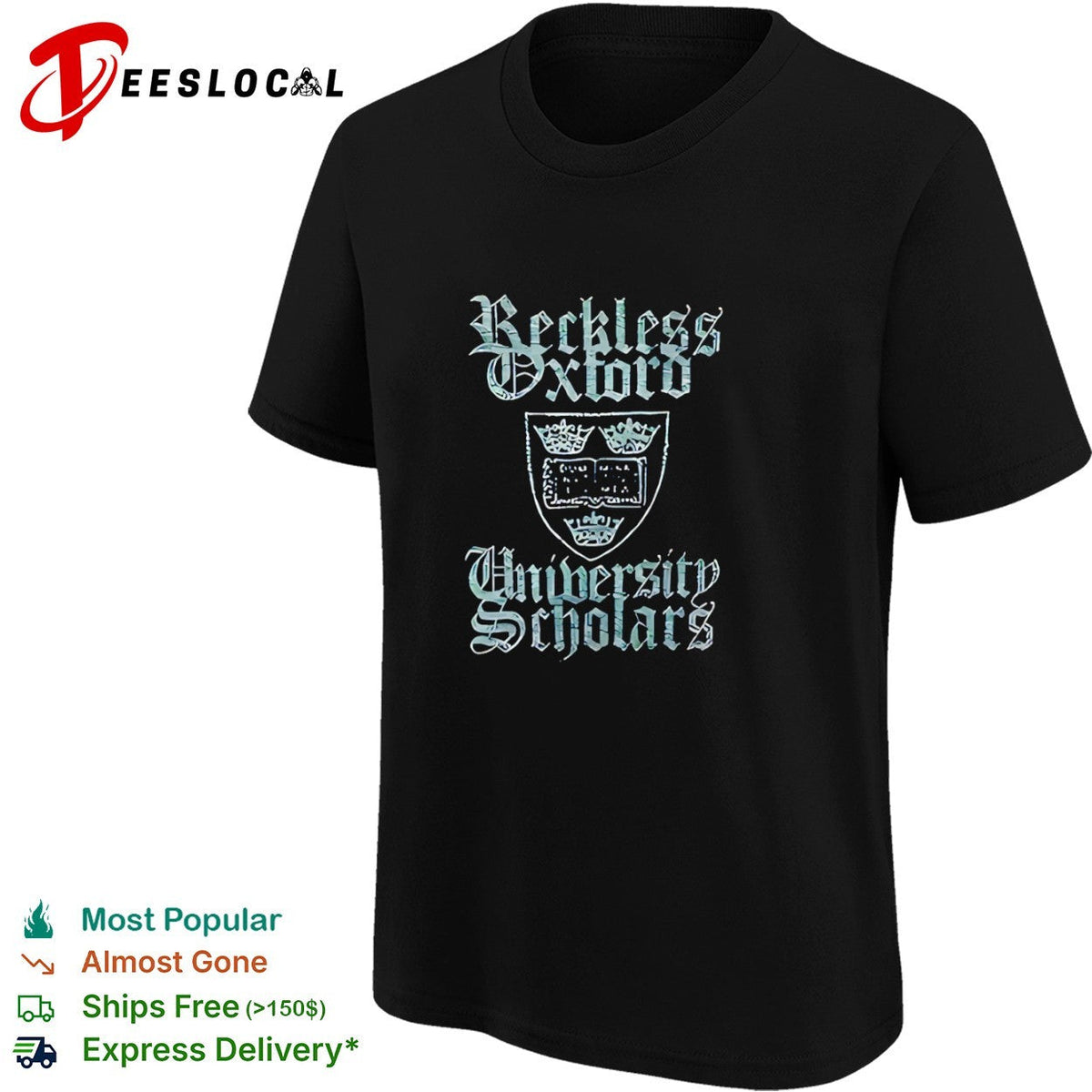 Reckless Oxford University Scholars Crest Logo Educational Academic Concept shirt Unisex