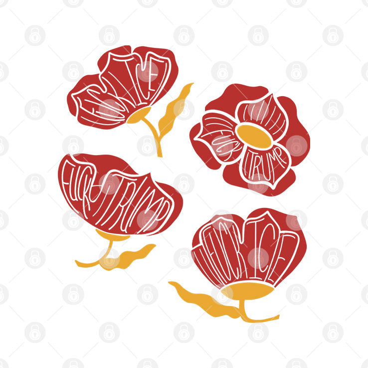 Red Poppy Floral Fuck Trump T Shirt Unisex