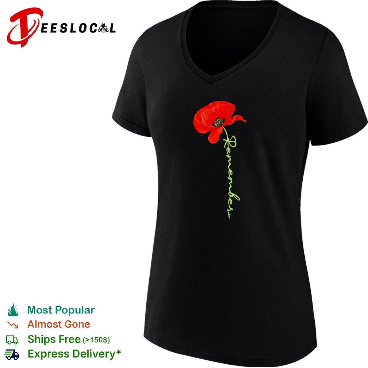 Red Poppy Flower Remembrance Day Commemoration shirt Unisex