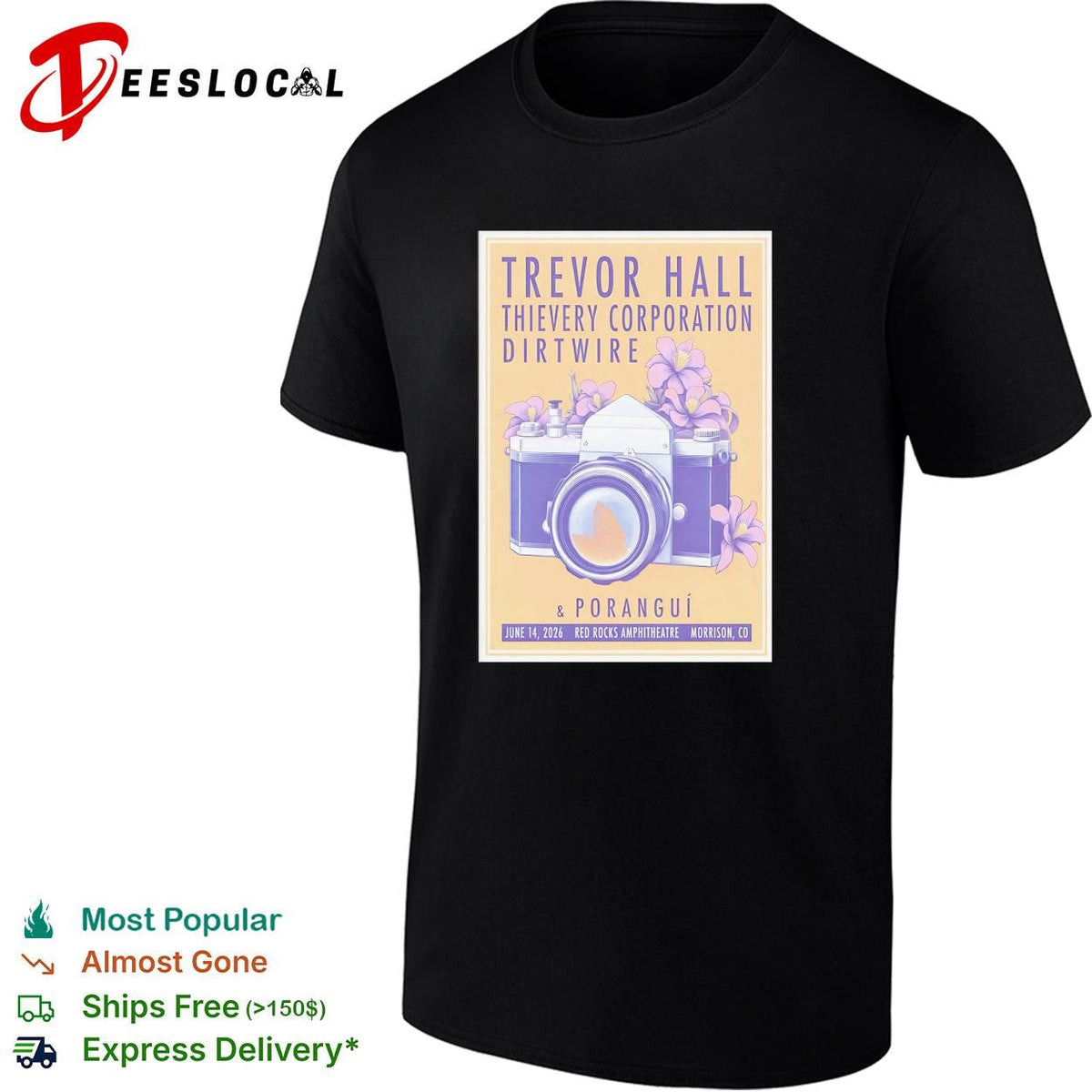 Red Rocks Amphitheater Morrison CO concert camera floral poster shirt Unisex
