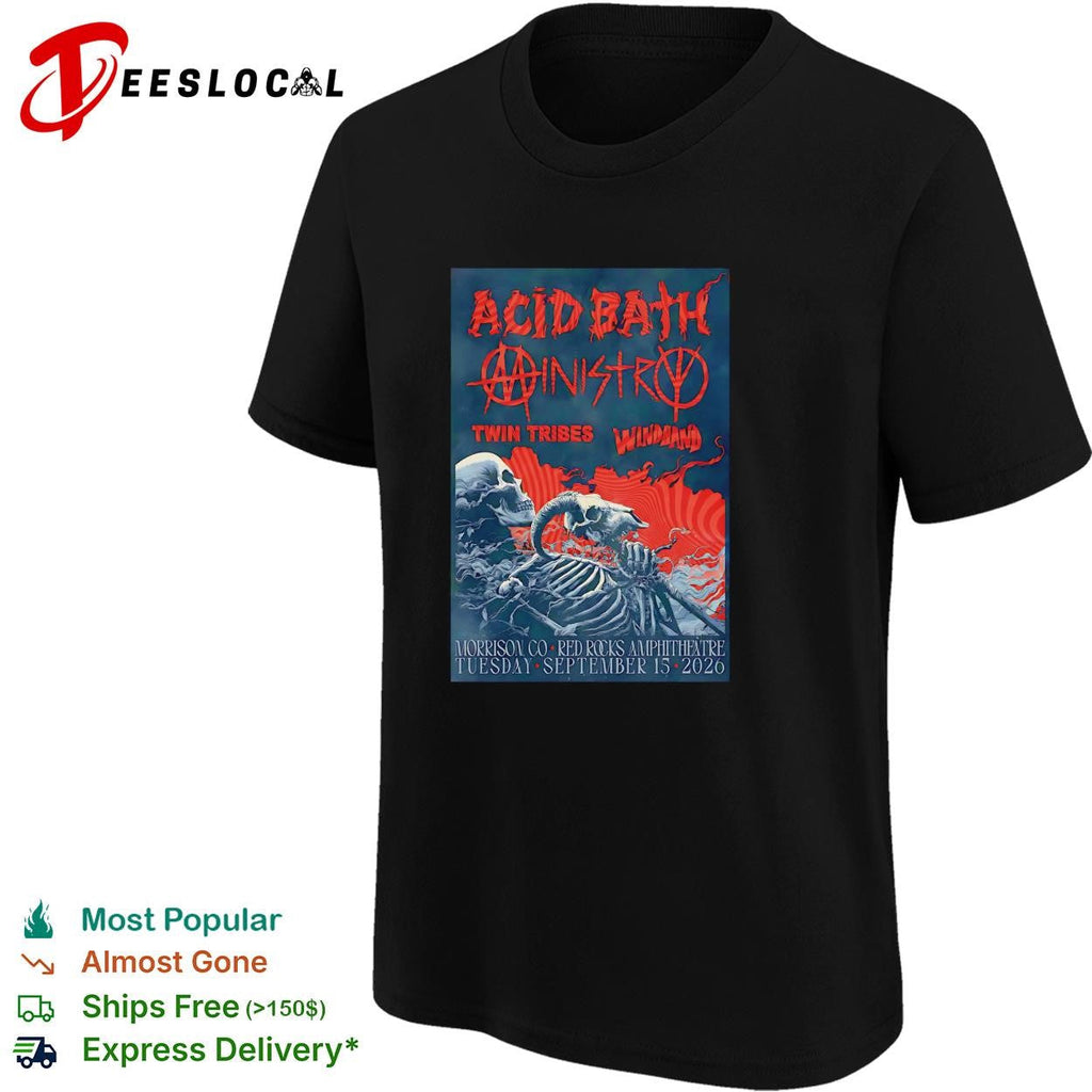 Red Rocks Amphitheater September dark metal concert skeleton poster shirt Unisex