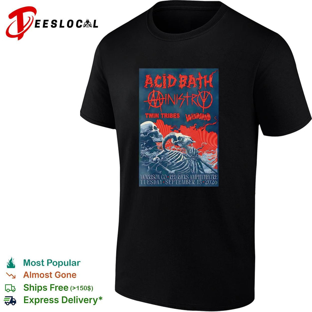 Red Rocks Amphitheater September dark metal concert skeleton poster shirt Unisex