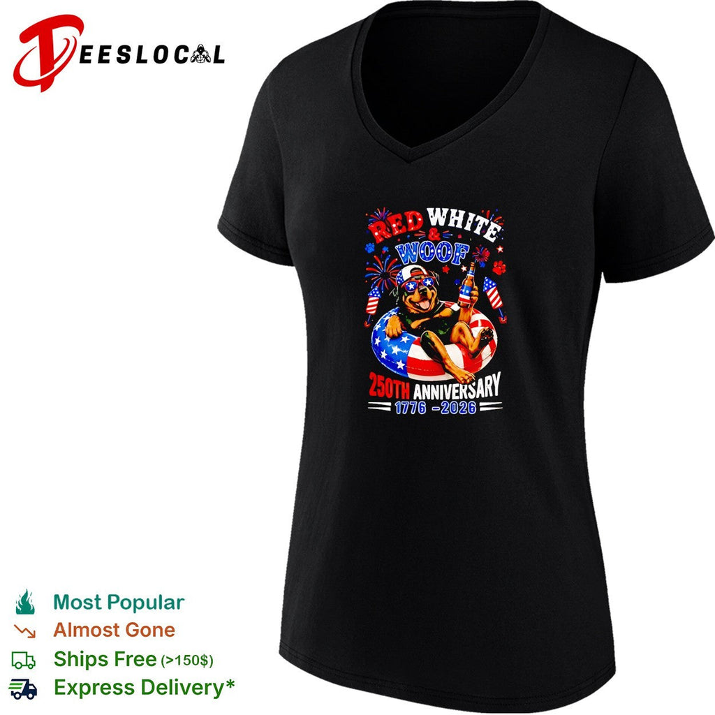 Red White and Woof Rottweiler 250th anniversary 1776 2026 4th of July shirt Unisex