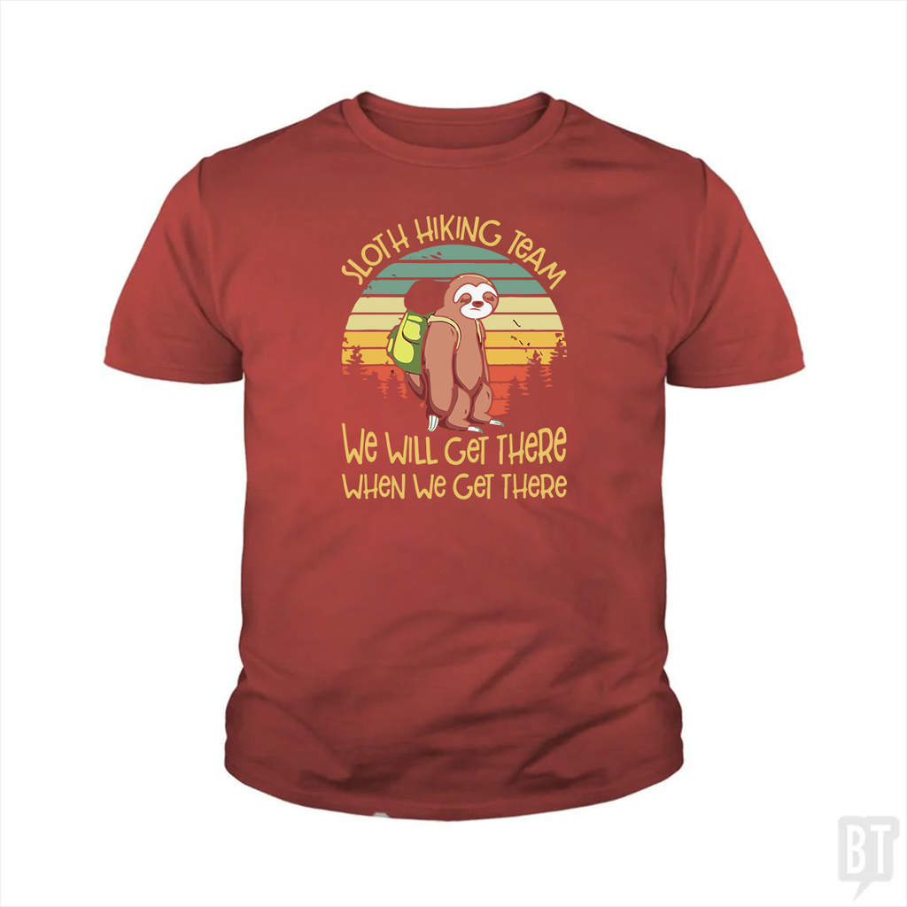 Funny Sloth Hiking Team Kids Shirt Unisex
