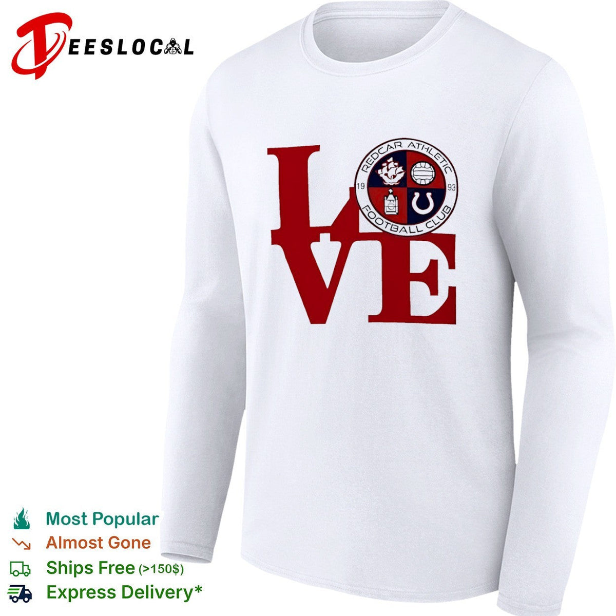 Redcar Athletic Football Club Love Logo Emblem Football Sport Fan Soccer Club shirt Unisex