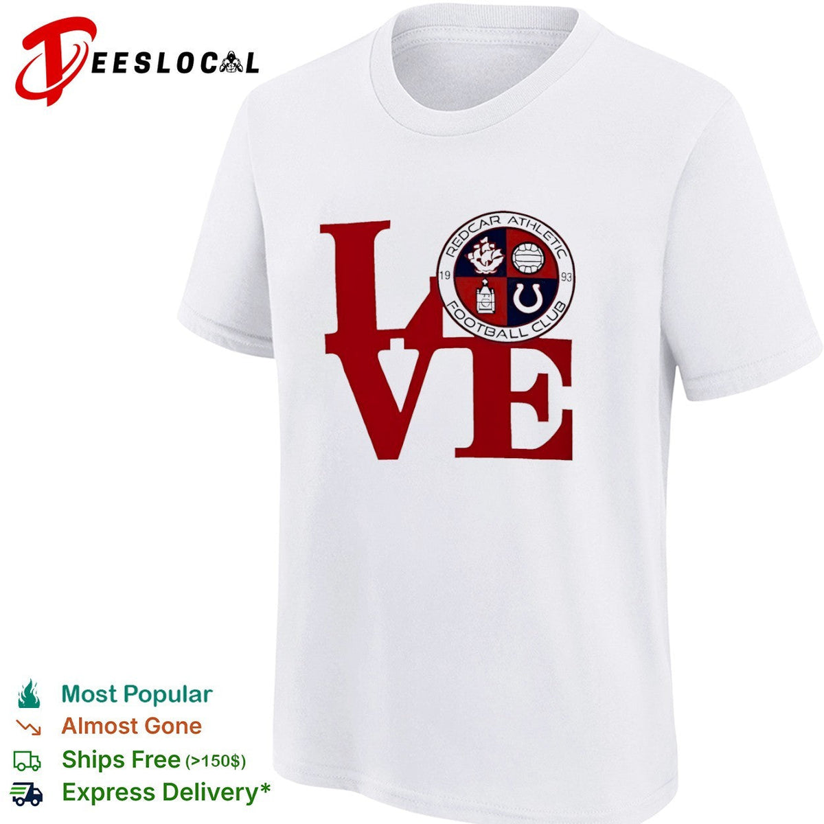 Redcar Athletic Football Club Love Logo Emblem Football Sport Fan Soccer Club shirt Unisex