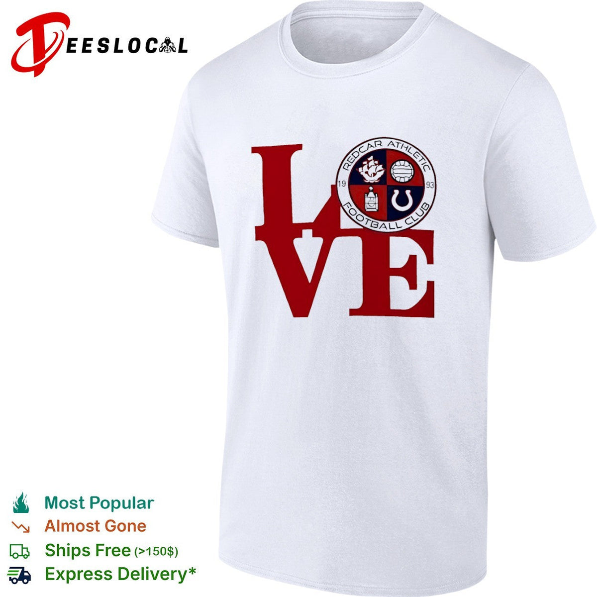 Redcar Athletic Football Club Love Logo Emblem Football Sport Fan Soccer Club shirt Unisex