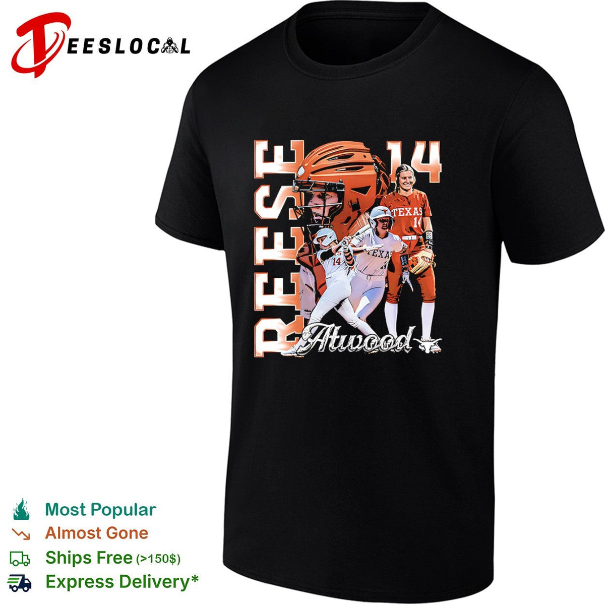 Reese Atwood Texas Longhorns Softball 14 NCAA Collage shirt Unisex