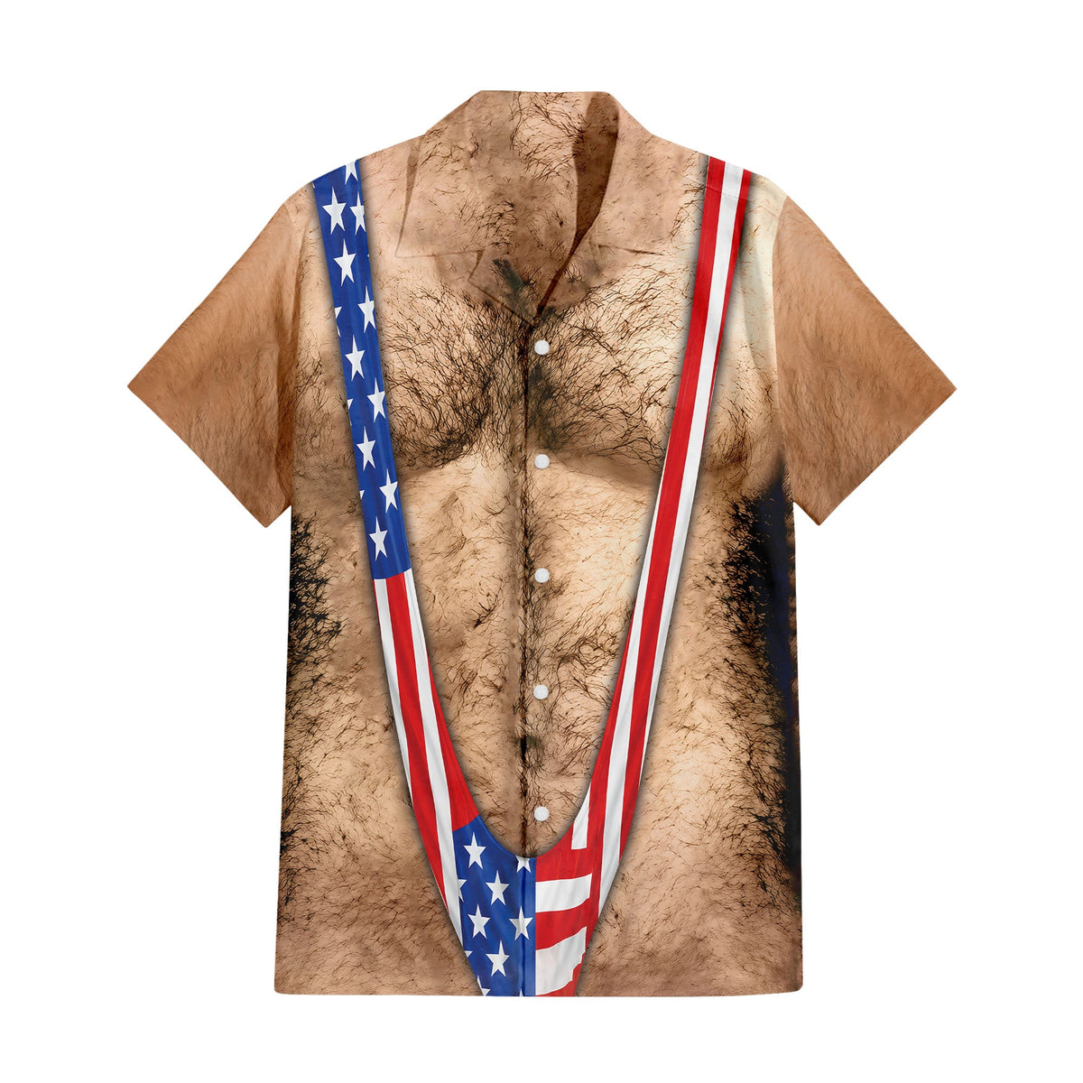 Patriotic Chest Hair Illusion 4th Of July Hawaiian T Shirt Unisex