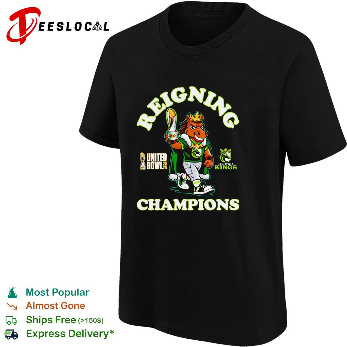Reigning Champions Louisville Kings United Bowl 2026 UFL Mascot Football Victory shirt Unisex