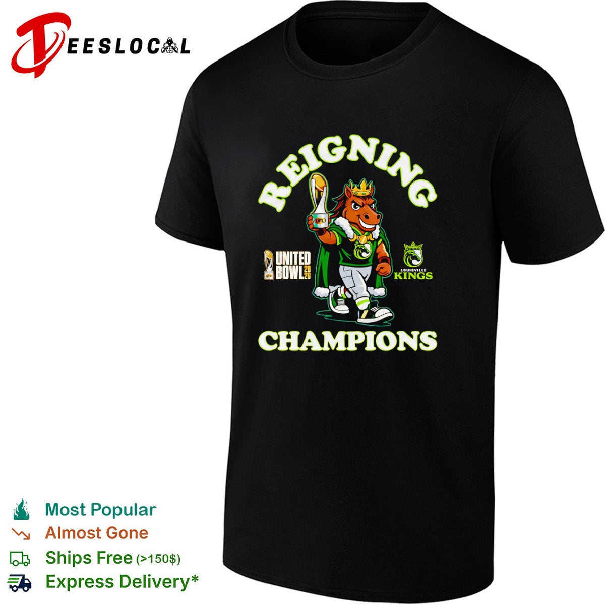 Reigning Champions Louisville Kings United Bowl 2026 UFL Mascot Football Victory shirt Unisex