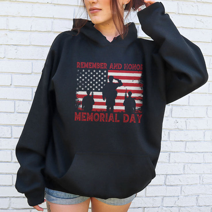 Remember And Honor Memorial Day American Flag T Shirt Unisex