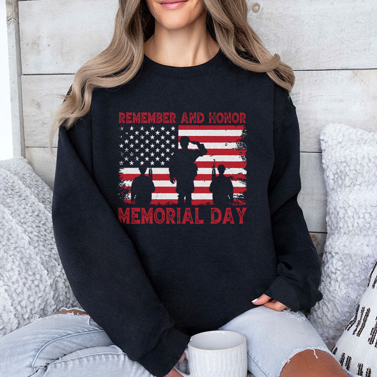 Remember And Honor Memorial Day American Flag T Shirt Unisex