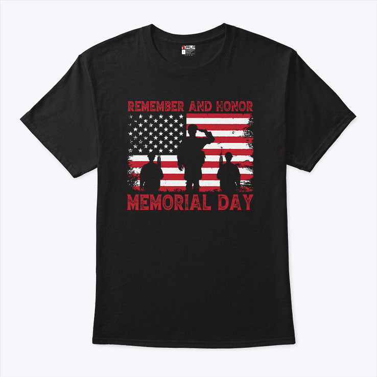 Remember And Honor Memorial Day American Flag T Shirt Unisex