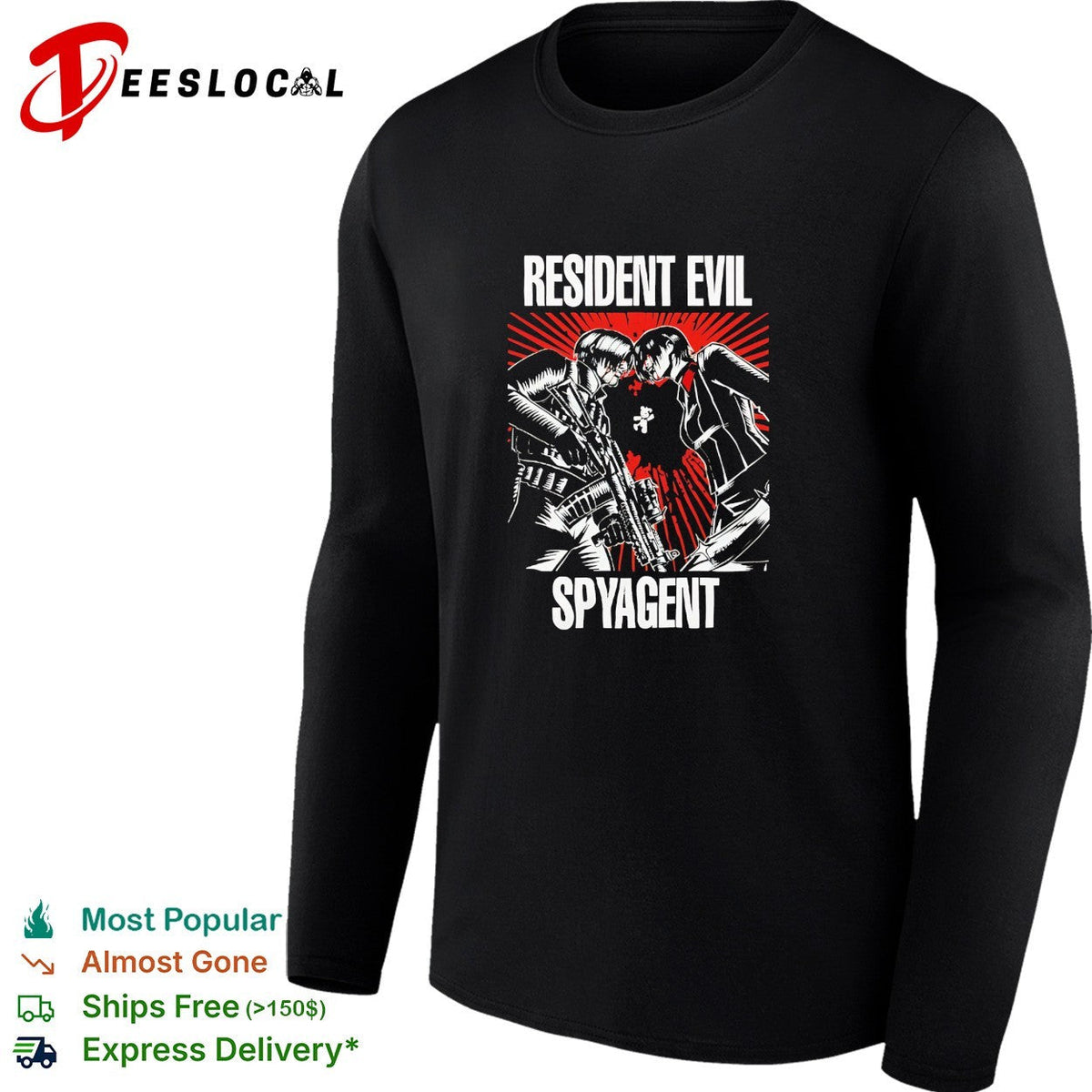 Resident Evil Spyagent Leon S Kennedy and Ada Wong Parody Illustration shirt Unisex