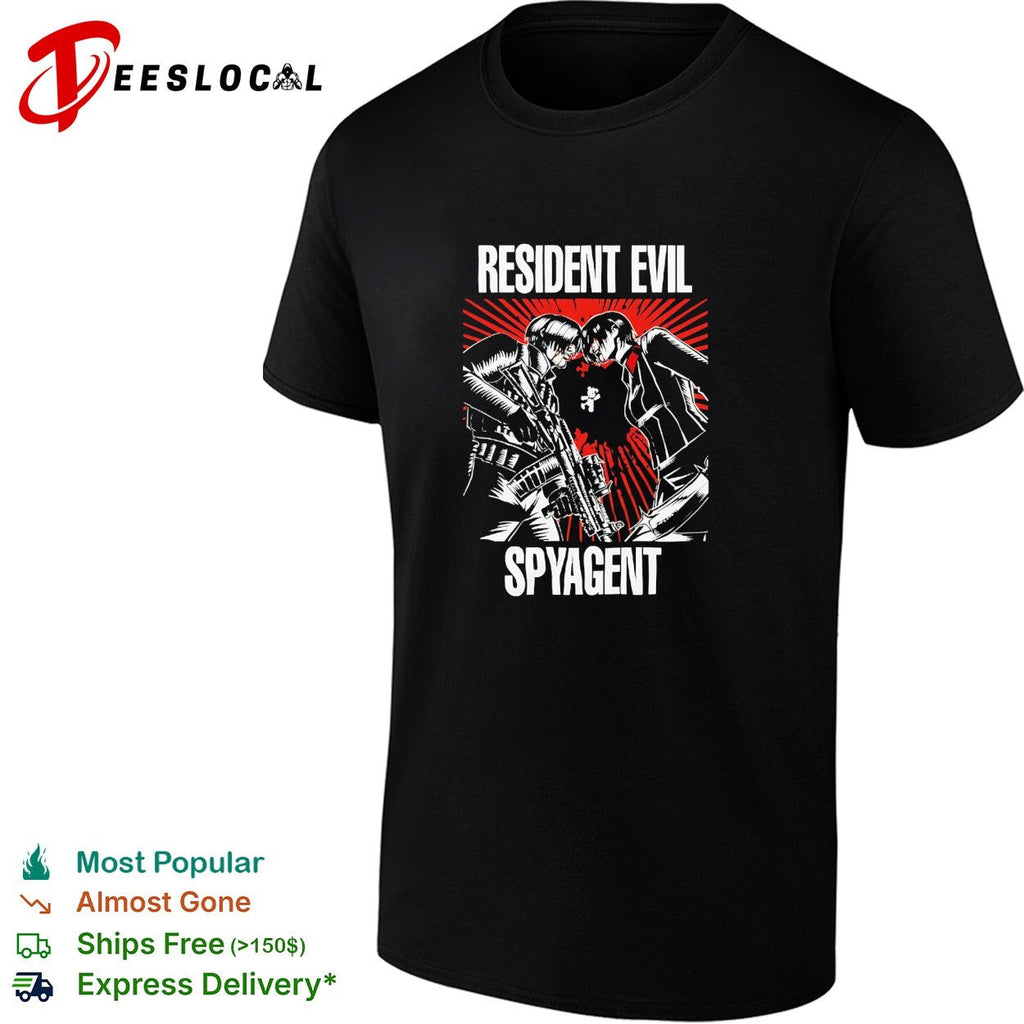 Resident Evil Spyagent Leon S Kennedy and Ada Wong Parody Illustration shirt Unisex