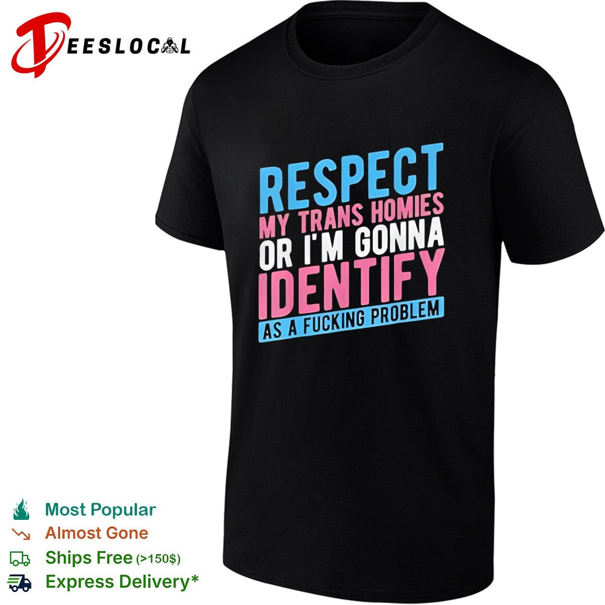 Respect my trans homies or im gonna identify as a fucking problem shirt Unisex