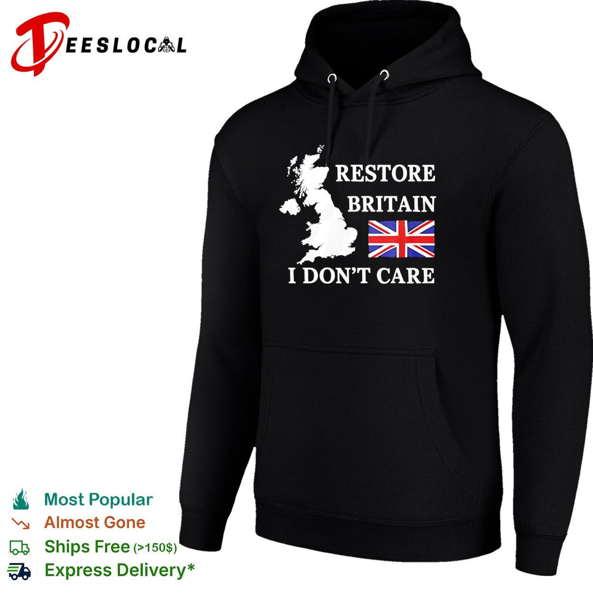 Restore Britain I dont care United Kingdom map Union Jack flag shirt Unisex