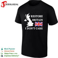 Restore Britain I dont care United Kingdom map Union Jack flag shirt Unisex