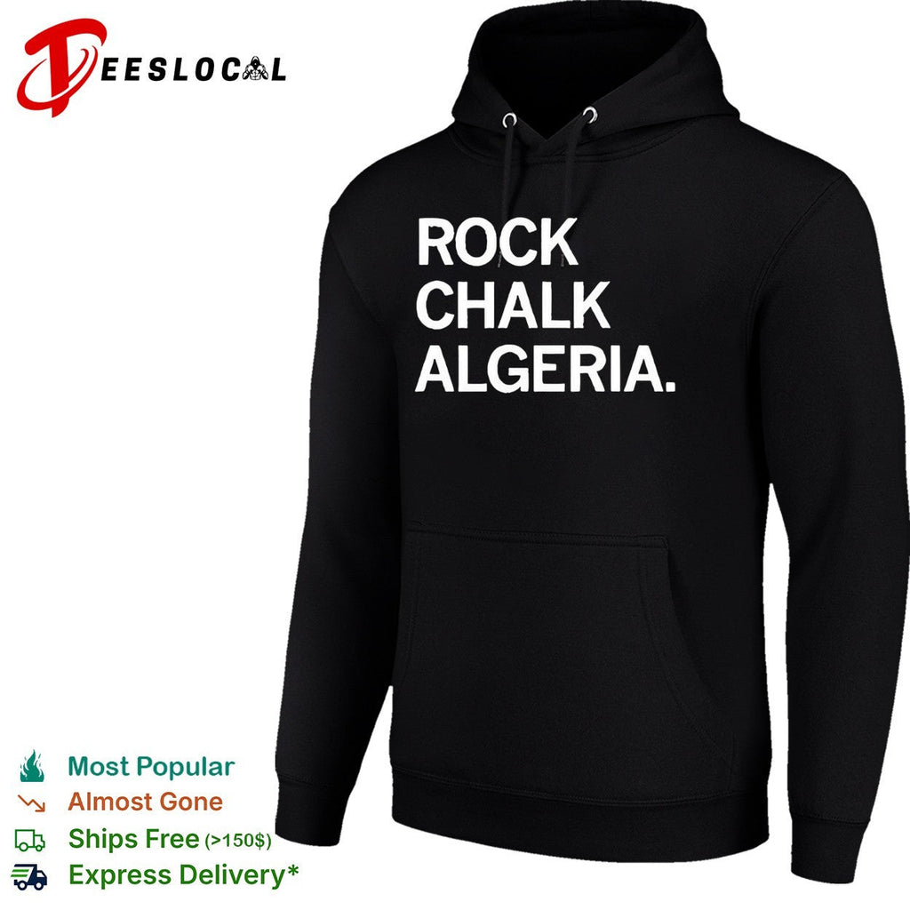 Rock Chalk Algeria bold green and white college chant style lettering graphic shirt Unisex