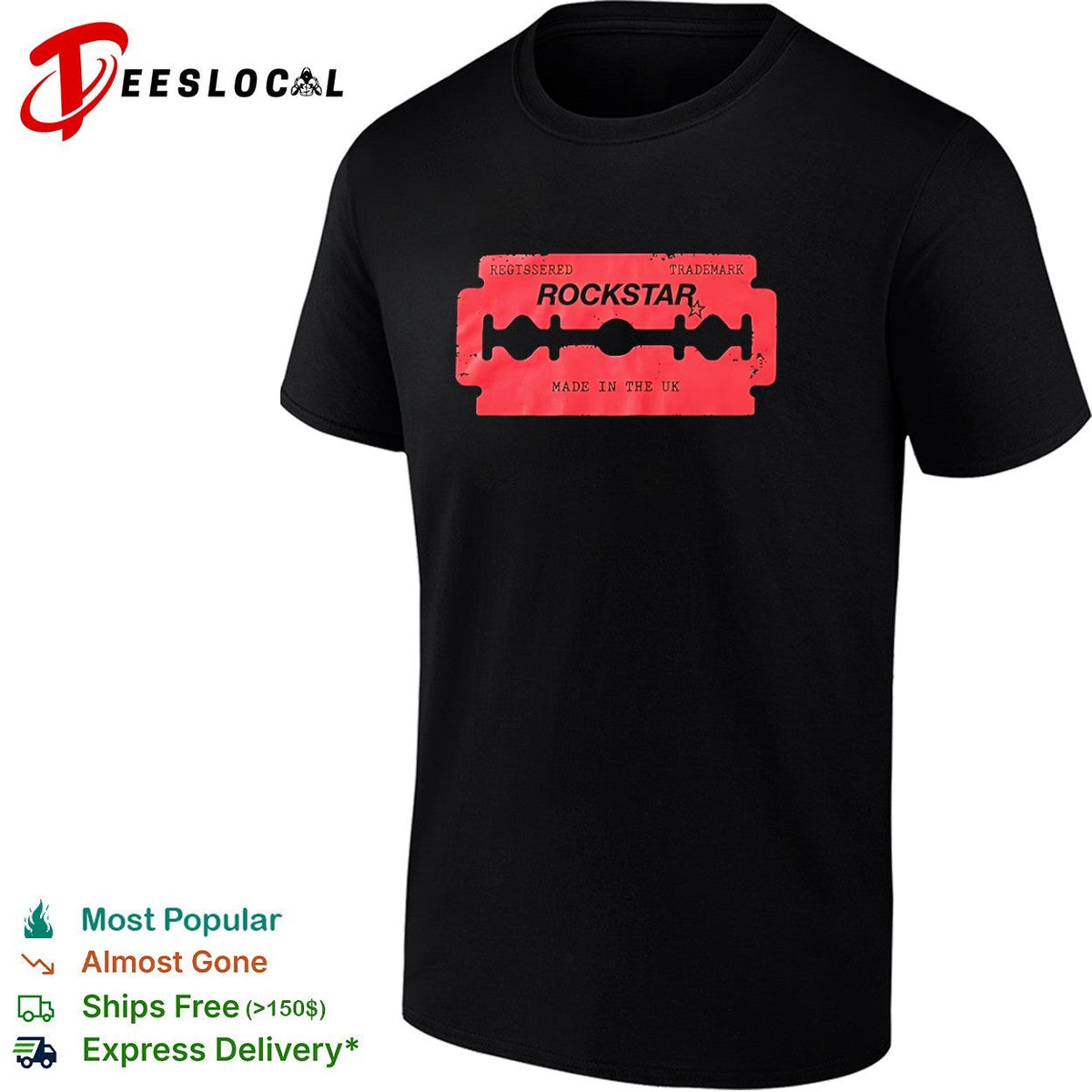 Rockstar Regissered Trademark Made in the UK Razor shirt Unisex