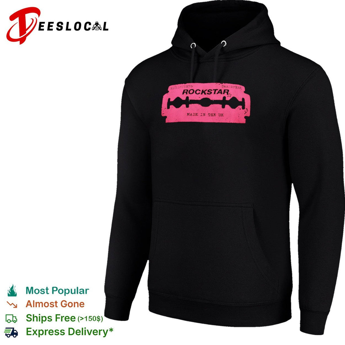 Rockstar registered trademark made in the UK razor blade shirt Unisex