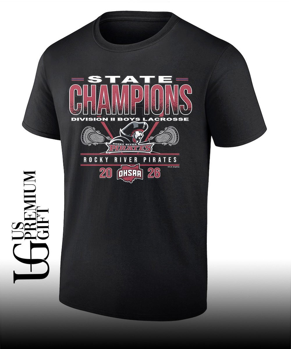 Rocky River Pirates 2026 OHSAA Boys Lacrosse D2 Back-To-Back State Champions shirt Unisex