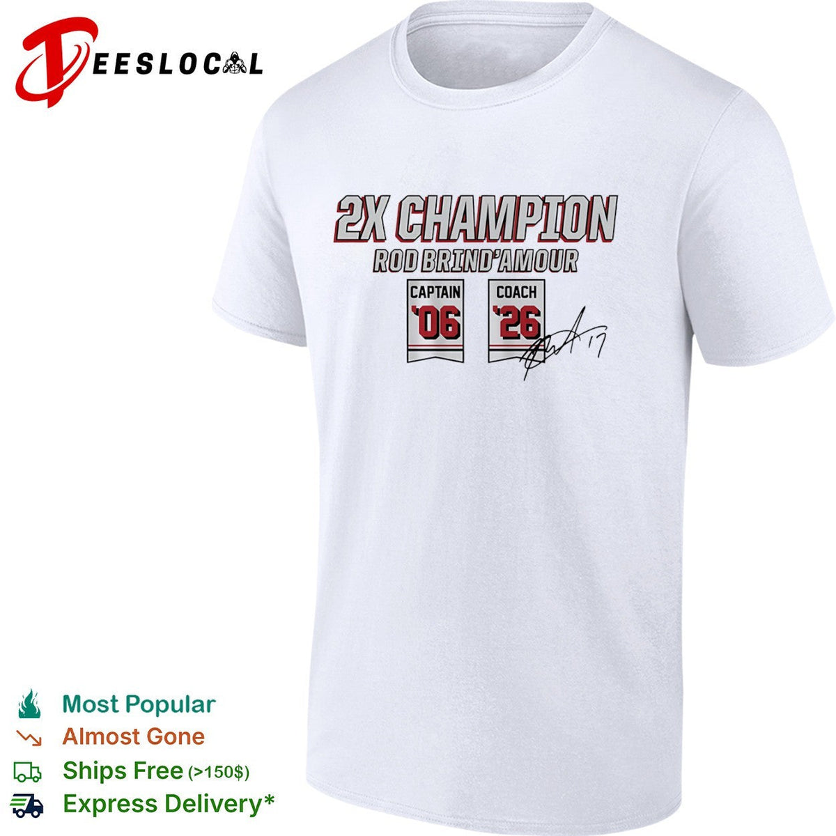 Rod Brind Amour Carolina Hurricanes 2X Champion Captain 06 Coach 26 NHL shirt Unisex