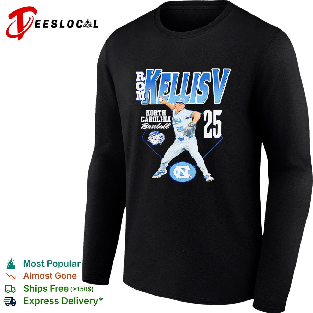 Rom Kellis V North Carolina Tar Heels baseball Shirt Unisex