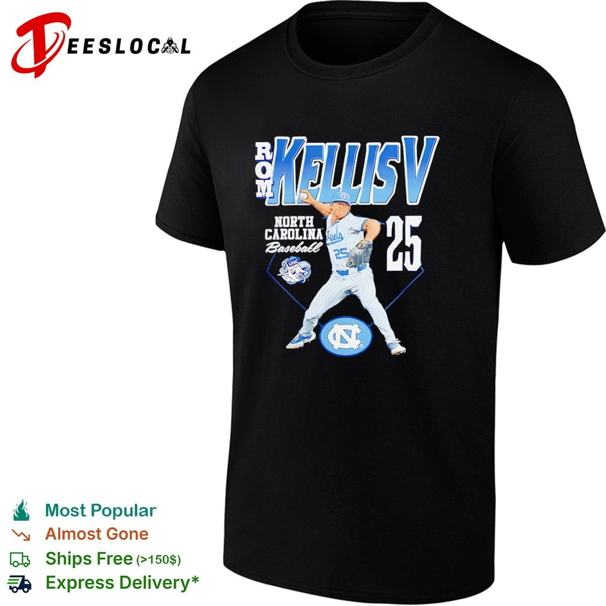 Rom Kellis V North Carolina Tar Heels baseball Shirt Unisex