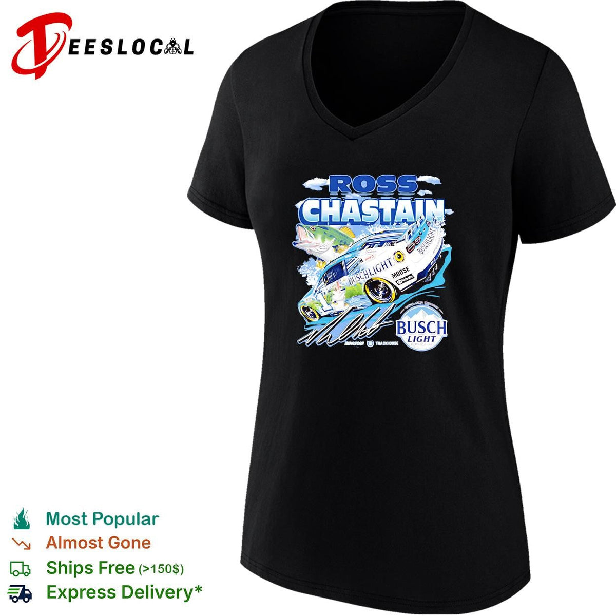 Ross Chastain 1 Busch Light bass fishing Trackhouse NASCAR shirt Unisex