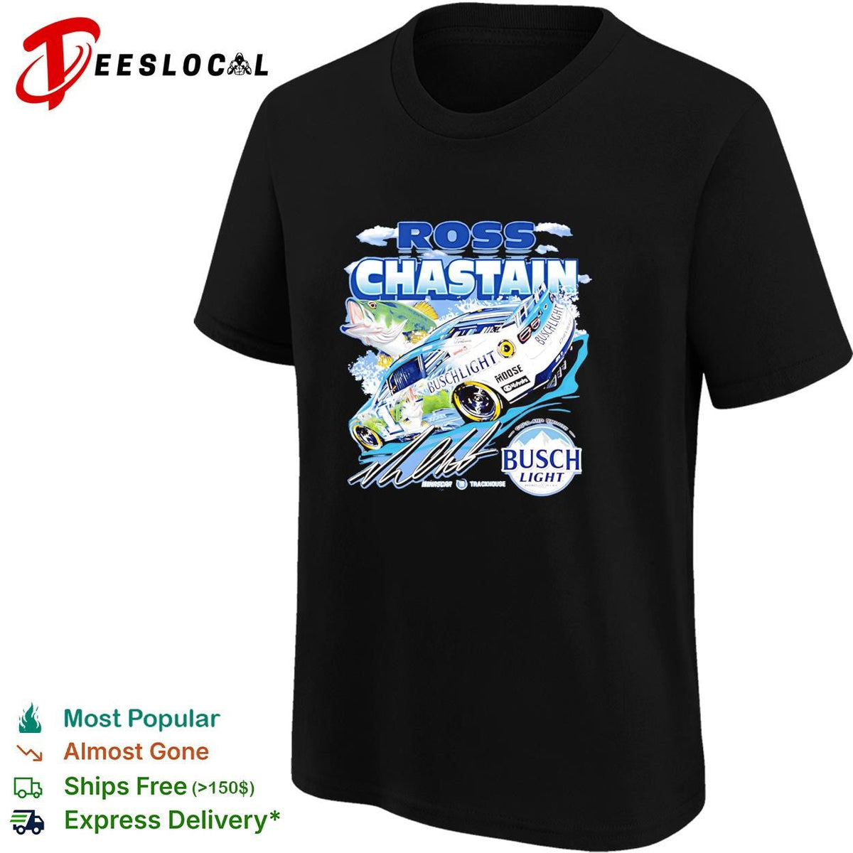 Ross Chastain 1 Busch Light bass fishing Trackhouse NASCAR shirt Unisex