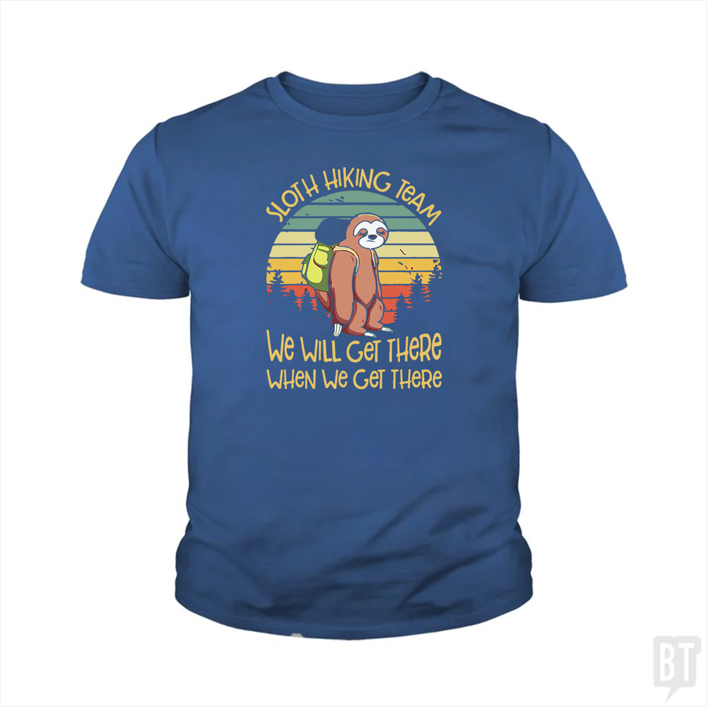 Funny Sloth Hiking Team Kids Shirt Unisex