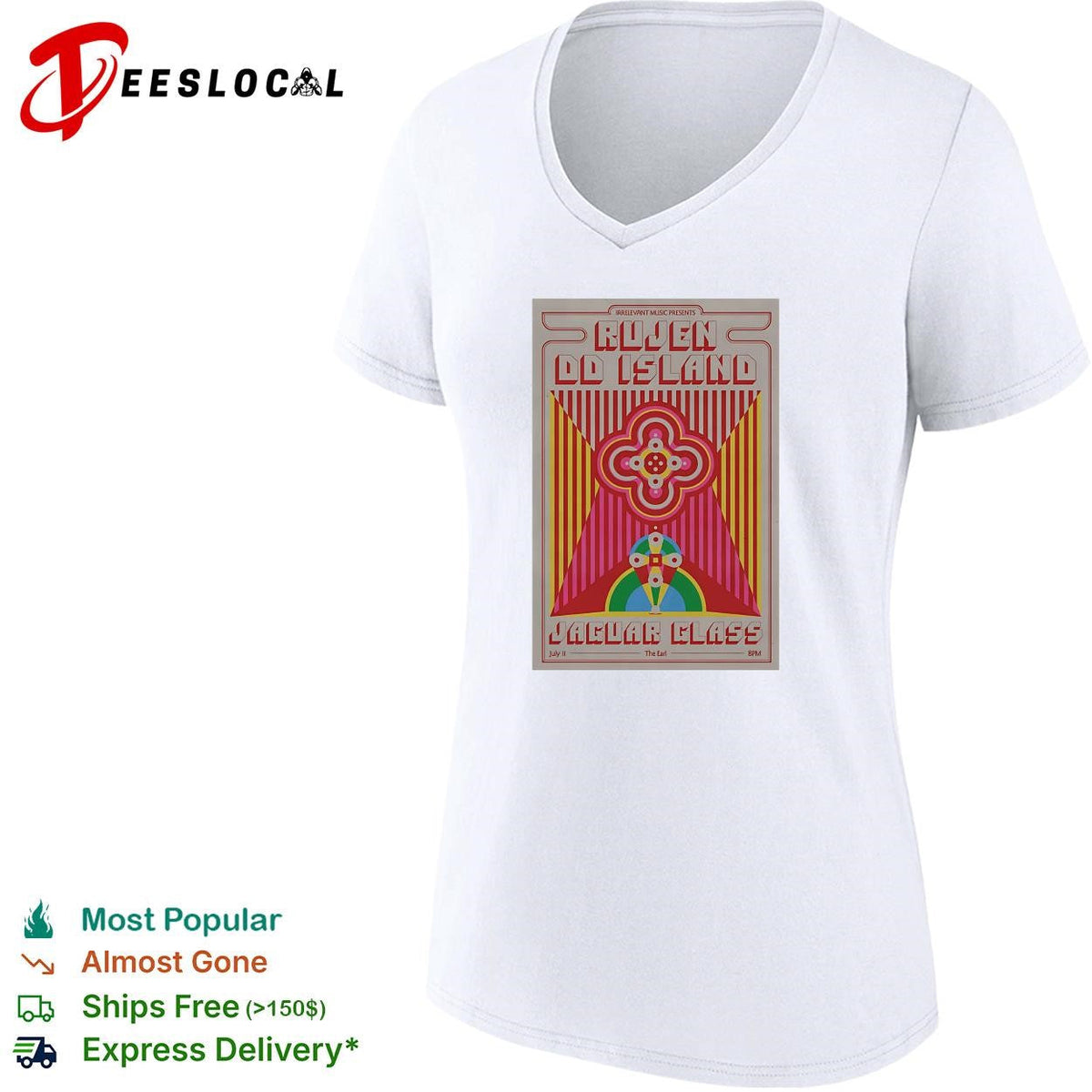 Ruben OD Island Jaguar Glass psychedelic colorful concert poster shirt Unisex