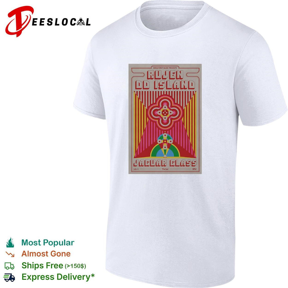 Ruben OD Island Jaguar Glass psychedelic colorful concert poster shirt Unisex