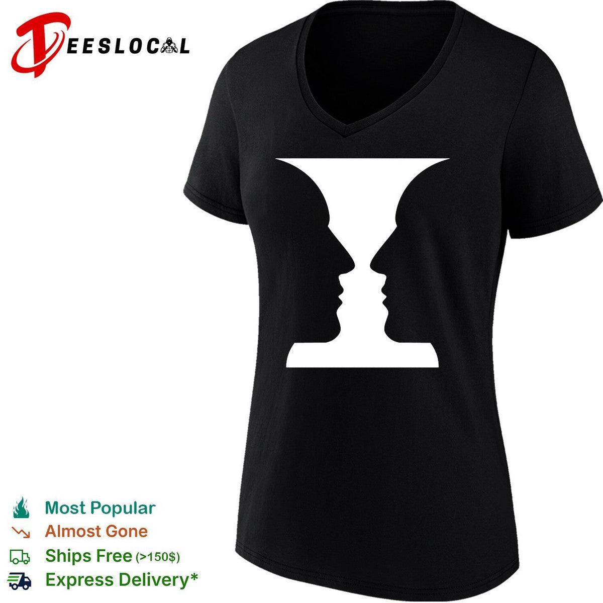 Rubin Vase Optical Illusion Cognitive Psychology Silhouette Art shirt Unisex
