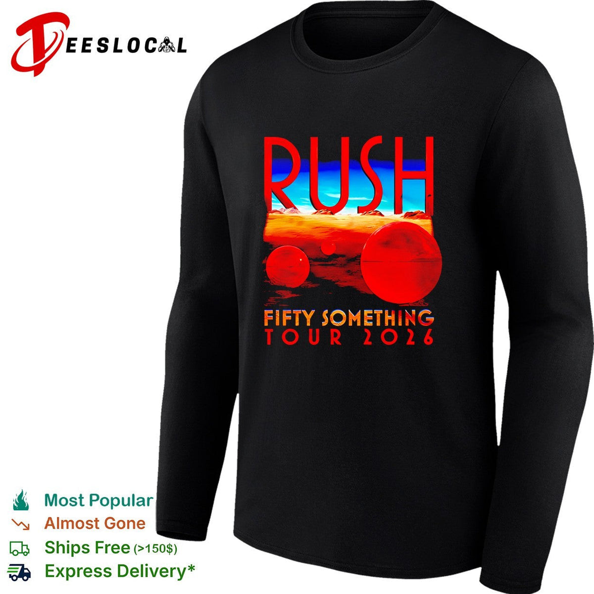 Rush Fifty Something Tour 2026 red sphere desert landscape concept band shirt Unisex