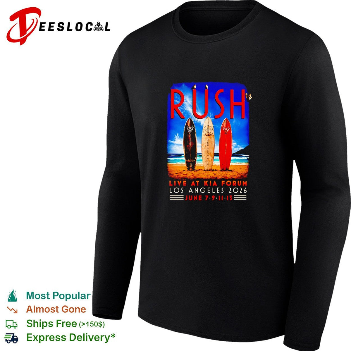 Rush live at Kia Forum Los Angeles 2026 June 7 9 11 13 Fifty Something surf shirt Unisex