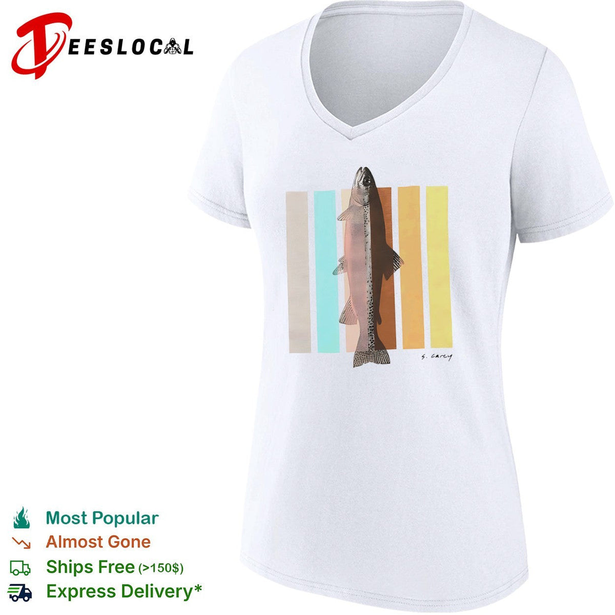 S Carey Rainbow Trout Fish Nature Outdoor Wildlife Sport Fishing Fisherman Shirt Unisex