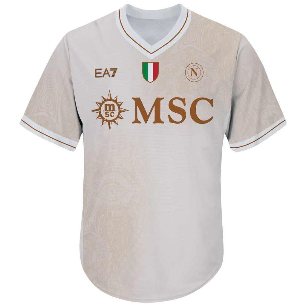 SSC Napoli Home Match 2025 2026 Men V-Neck Jersey Unisex