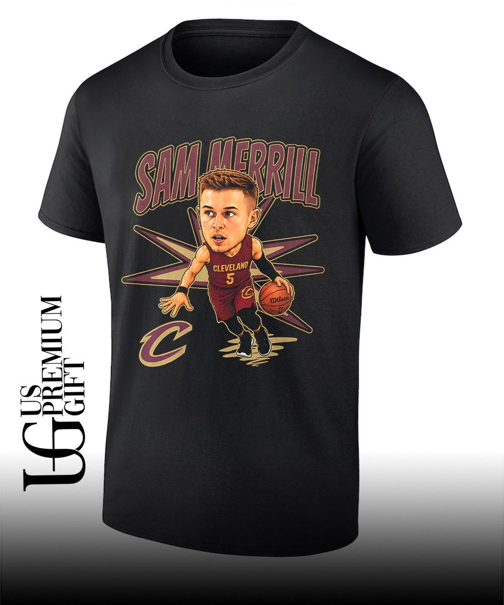 Sam Merrill Cleveland Cavaliers NBA player caricature shirt Unisex
