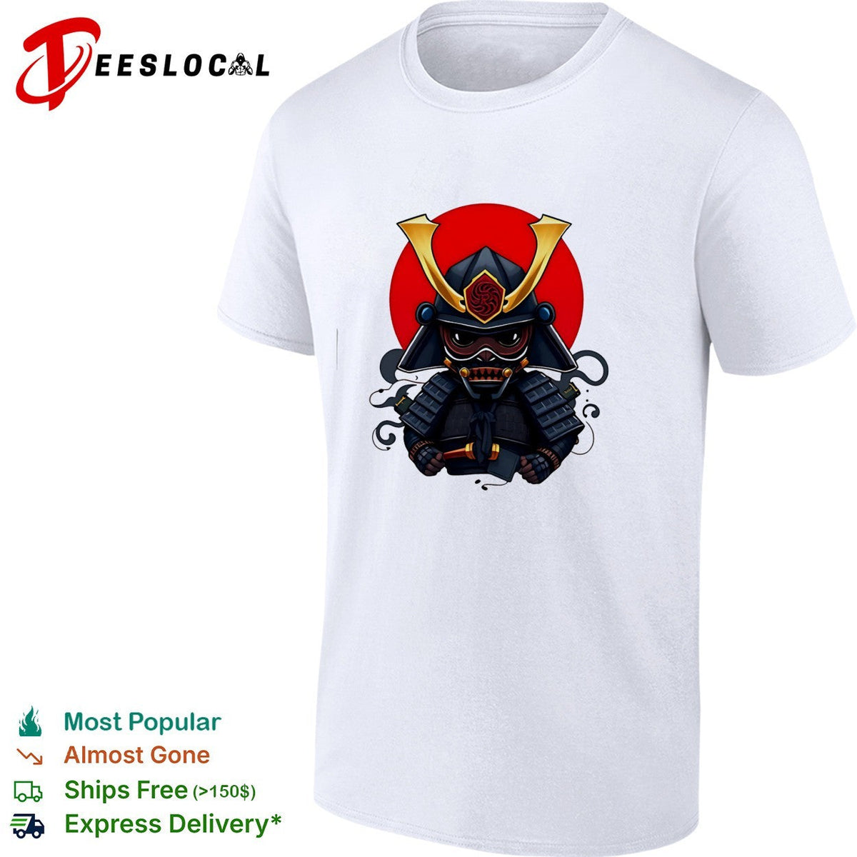 Samurai red sun helmet shirt Unisex