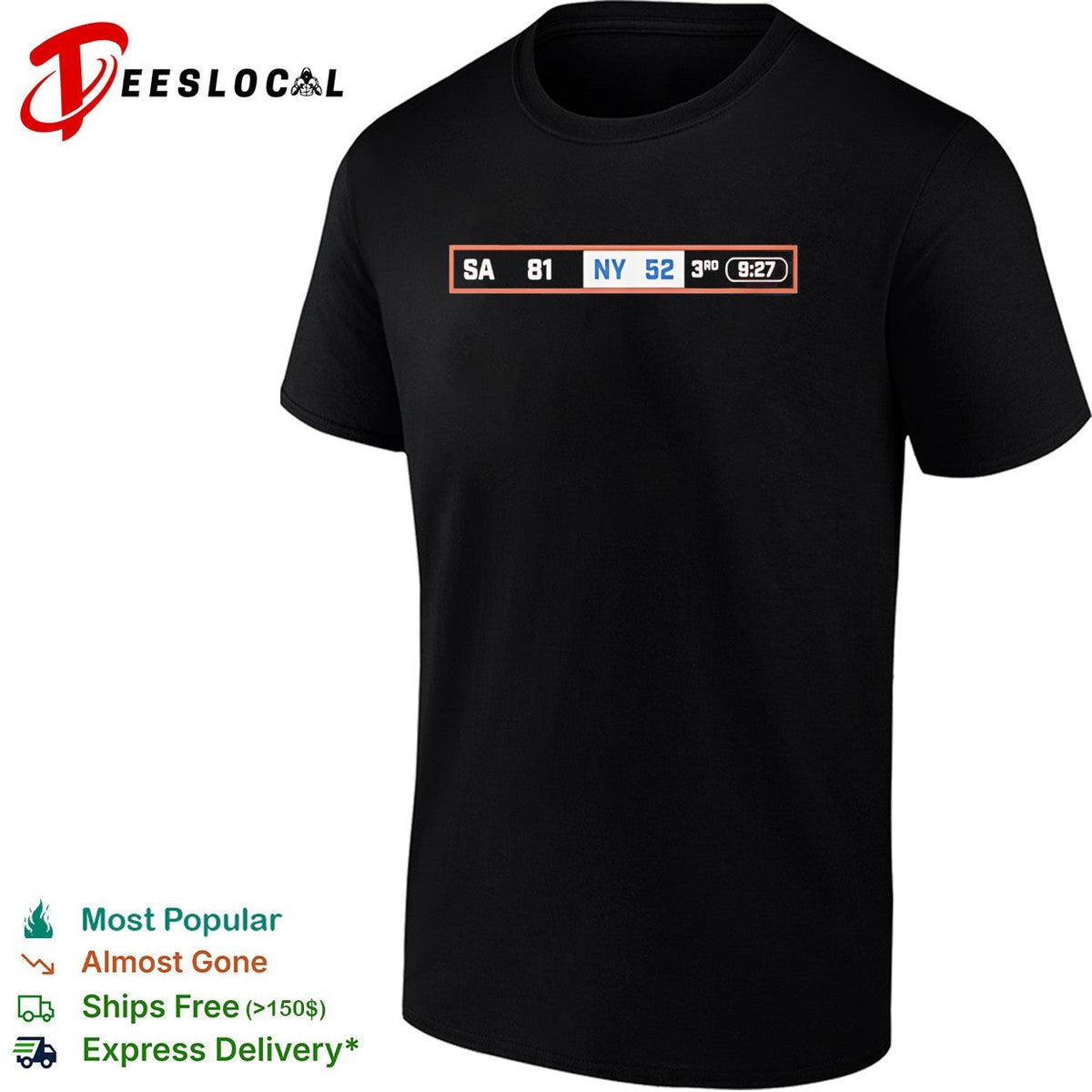 San Antonio 81 New York 52 third quarter scoreboard basketball shirt Unisex